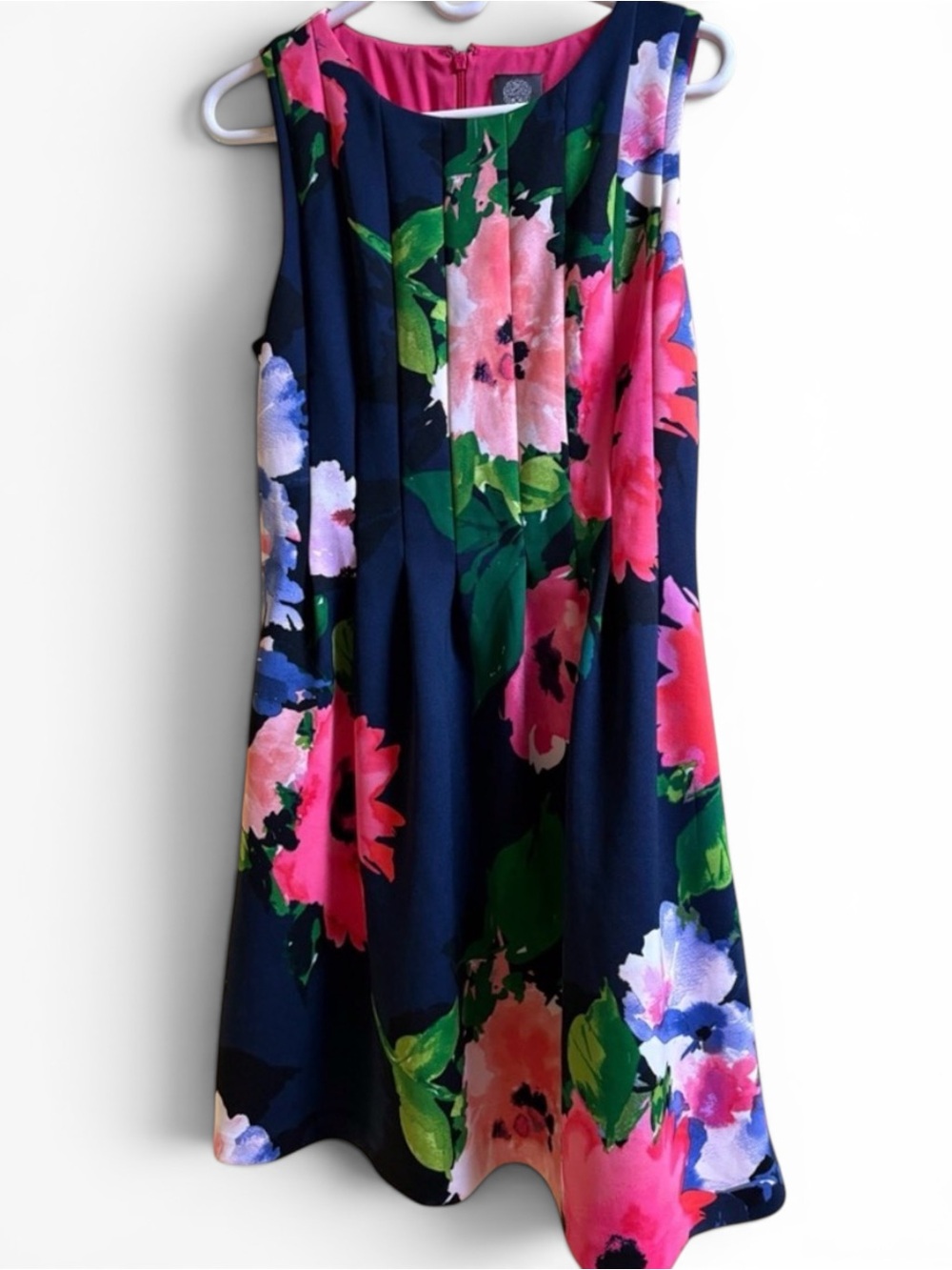 Vince Camuto Semi-Formal Floral Dress - Blue Pink, Green 12 EUC